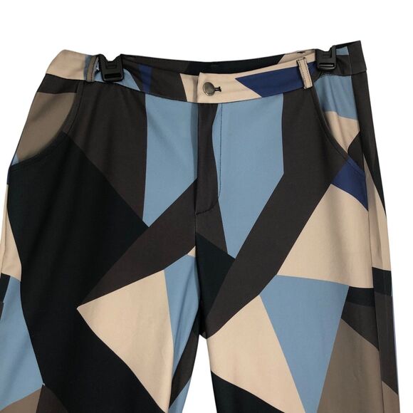 Funky Geometric Art to Wear Unisex Wide Leg Trouser Pants, 70s Style Knit SZ L - Picture 3 of 12